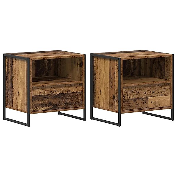 vidaXL Nachttisch 2 Stk Altholz 50 x 39,5 x 50 cm Holzwerkstoff 886675 günstig online kaufen