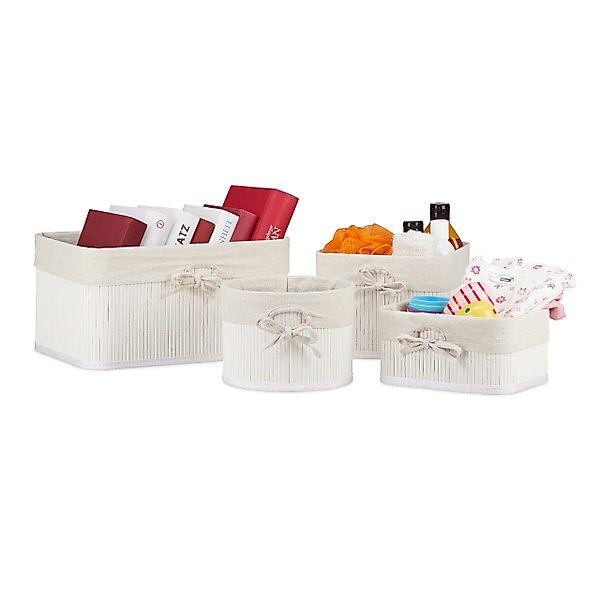 relaxdays Aufbewahrungskorb 4er Set aus Bambus günstig online kaufen