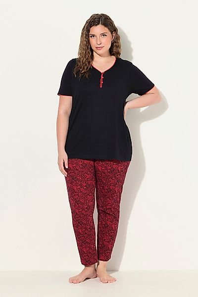 Ulla Popken Pyjama Pyjama Zierkante Spitzendruck günstig online kaufen