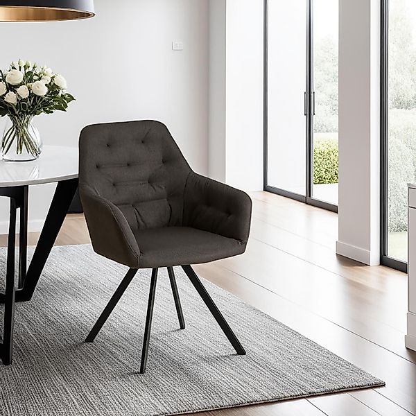 Homestyle4u Polsterstuhl Drehbar mit Armlehne in Grau 2224 günstig online kaufen