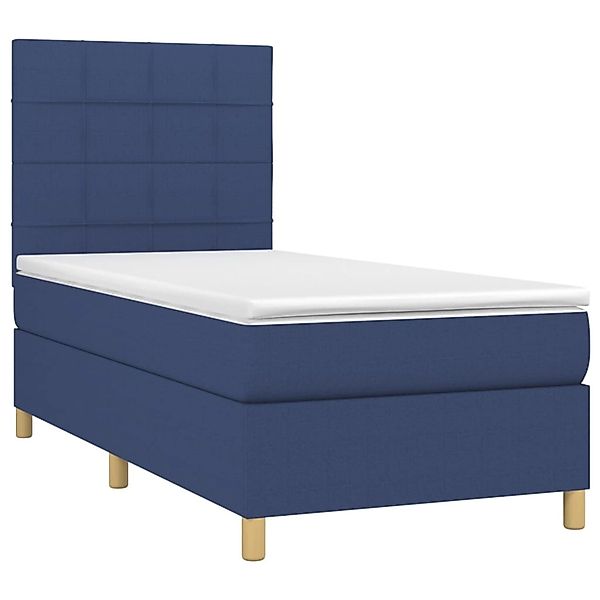 vidaXL Boxspringbett mit Matratze & LED Blau 100x200 cm Stoff 3135419 günstig online kaufen