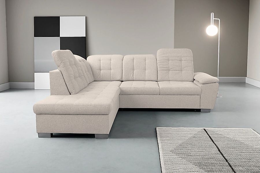WERK2 Ecksofa "Bonny inkl. Kopfteilverstellung, Bettfunktion, Stauraum, L-F günstig online kaufen
