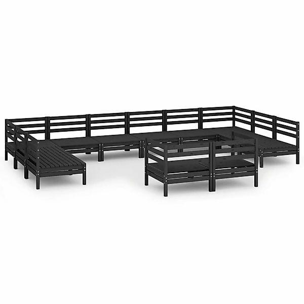 12-tlg. Garten-lounge-set Schwarz Massivholz Kiefer günstig online kaufen