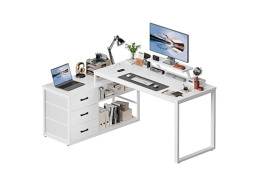 HOMALL Schreibtisch L-förmiger Eckschreibtisch mit USB-Anschluss und zwei S günstig online kaufen
