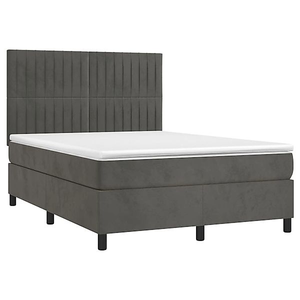 vidaXL Boxspringbett mit Matratze & LED Dunkelgrau 140x200 cm Samt 3136246 günstig online kaufen