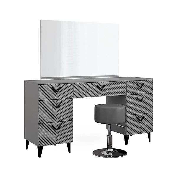 Vicco Schminktisch Anett Grau 150 cm mit Hocker günstig online kaufen