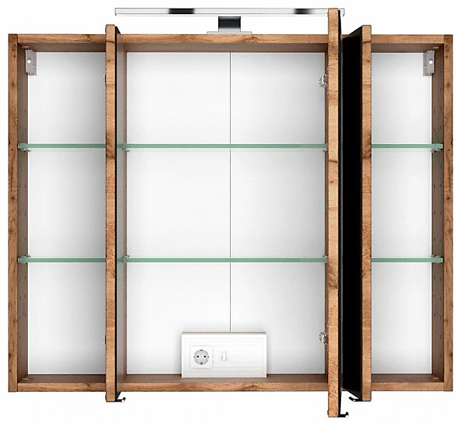 welltime Spiegelschrank "Baabe", Breite 80 cm, mit 3D-Effekt, dank 3 Spiege günstig online kaufen