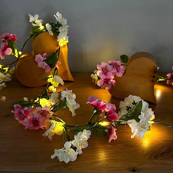Kunstgirlande Blumengirlande mit LED-Lichterkette aus künstlichen günstig online kaufen