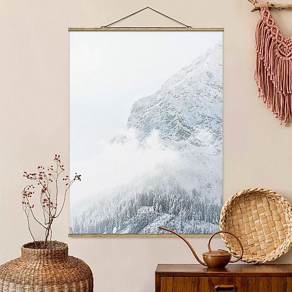 Stoffbild mit Posterleisten Weißer Nebel in den Bergen günstig online kaufen