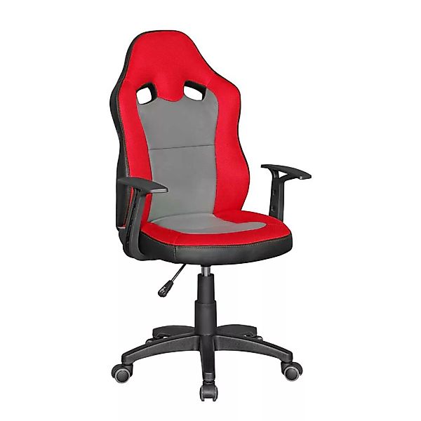 Kinder Gamingstuhl mit höhenverstellbarem Sitz Rot & Grau günstig online kaufen