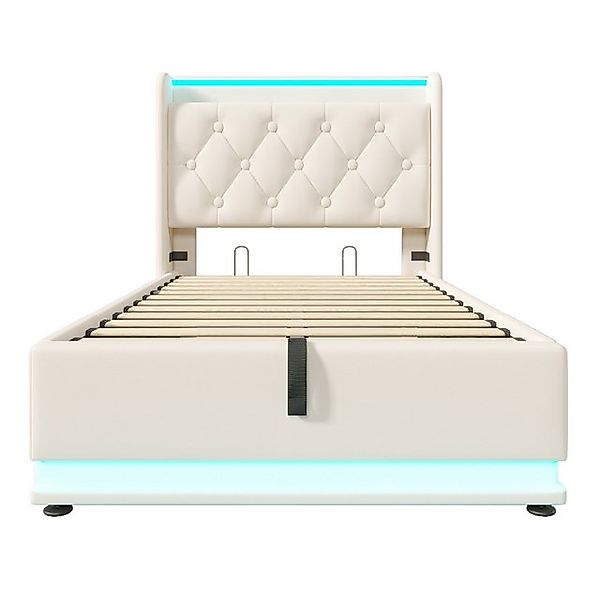 Gotagee Polsterbett Jugendbett USB Typ-C Weiß Mit Matratze Einzelbett Lager günstig online kaufen
