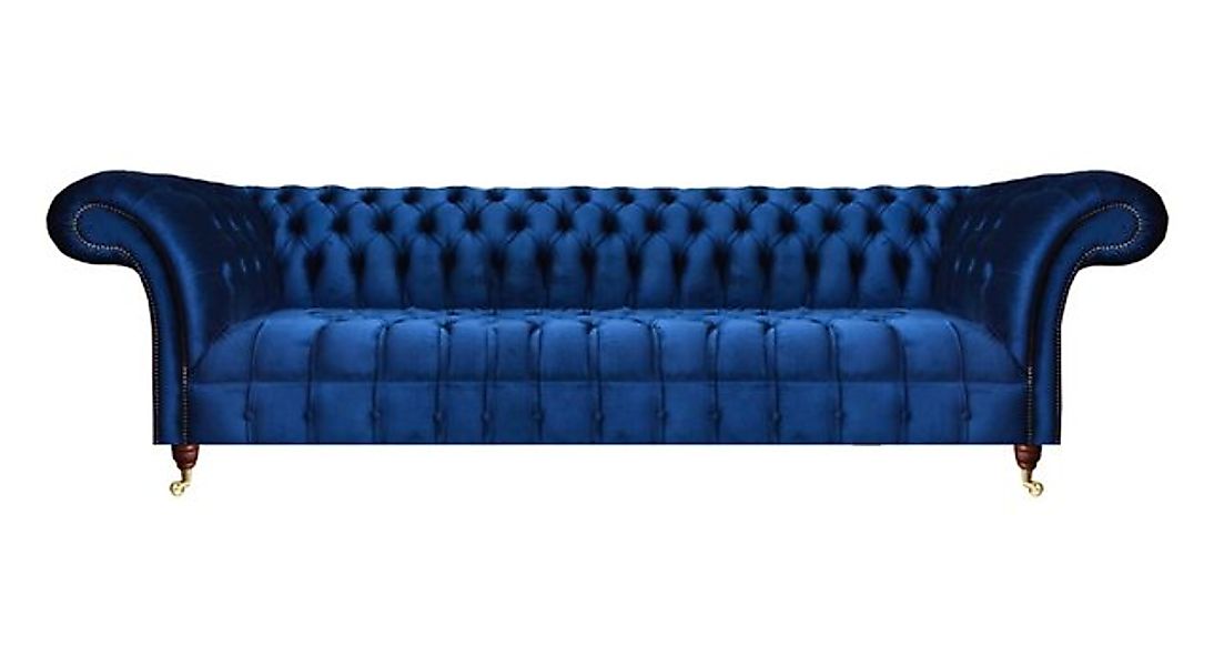 JVmoebel Chesterfield-Sofa Luxus Blau Sofa Dreisitze Wohnzimmer Textil Pols günstig online kaufen