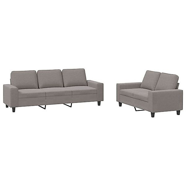 vidaXL Sofa, 2-tlg. Sofagarnitur Taupe Stoff günstig online kaufen