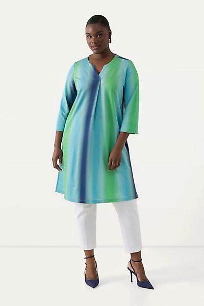 Ulla Popken Longshirt Slinky-Longshirt Piqué Tunika-Ausschnitt 3/4-Arm günstig online kaufen