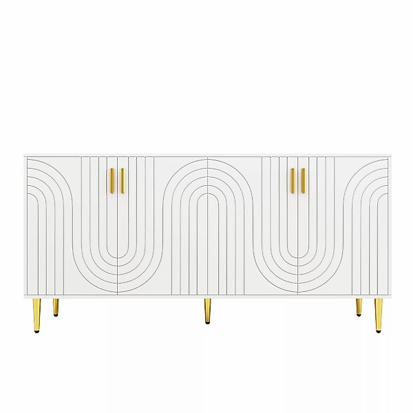 Anrichte mit goldenen Griffen, Moderne Anrichte mit Wellen Design, Anrichte günstig online kaufen