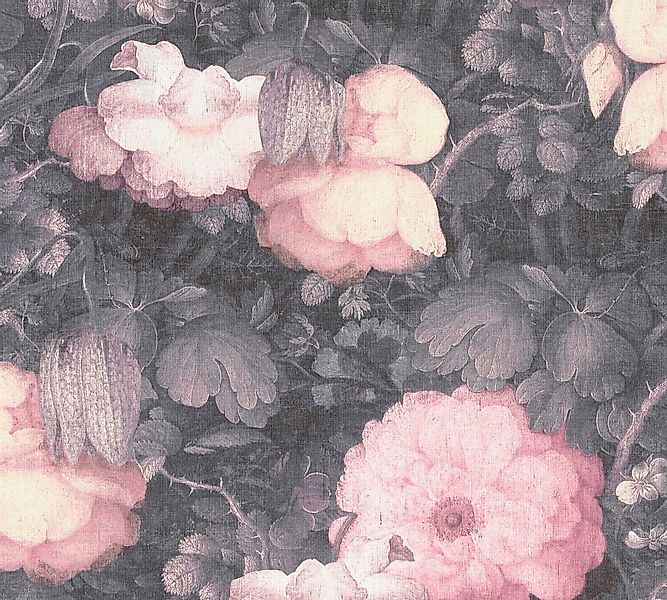 Bricoflor Blumen Tapete Gemalt Vintage Blumentapete in Rosa Grau für Esszim günstig online kaufen