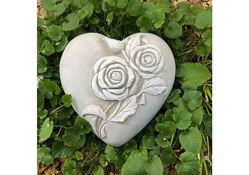 Radami Gartenfigur Grabherz Rosen Gedenkstein Grabschmuck Grabdeko Trauerhe günstig online kaufen