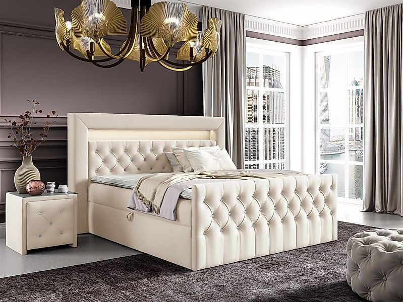 Fun Möbel Boxspringbett Schlafzimmerbett SEVRA Nr.1 in Stoff Elisa Velvet ( günstig online kaufen
