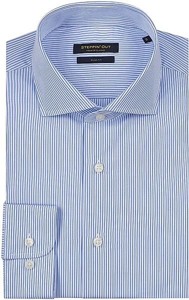 Steppin' Out Hemd Slim-Fit Streifen Hellblau - Größe XXL günstig online kaufen