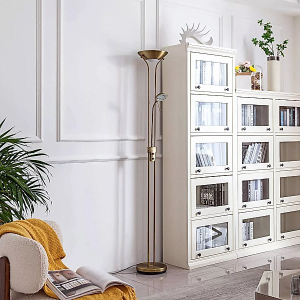 Lindby LED-Standleuchte Josefin, bronze, Leselicht, dimmbar günstig online kaufen