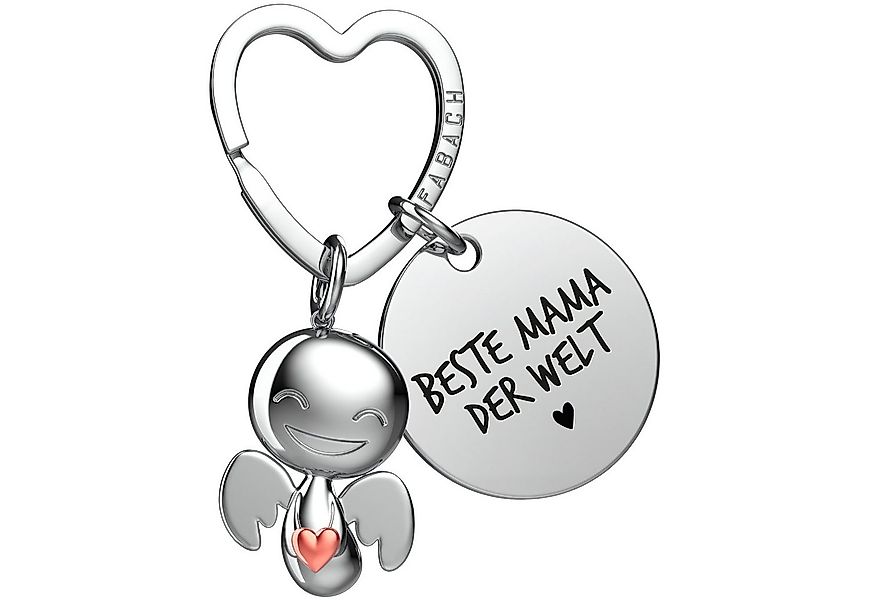 FABACH Schlüsselanhänger Schutzengel Happy mit Herz & "Beste Mama" Gravur günstig online kaufen