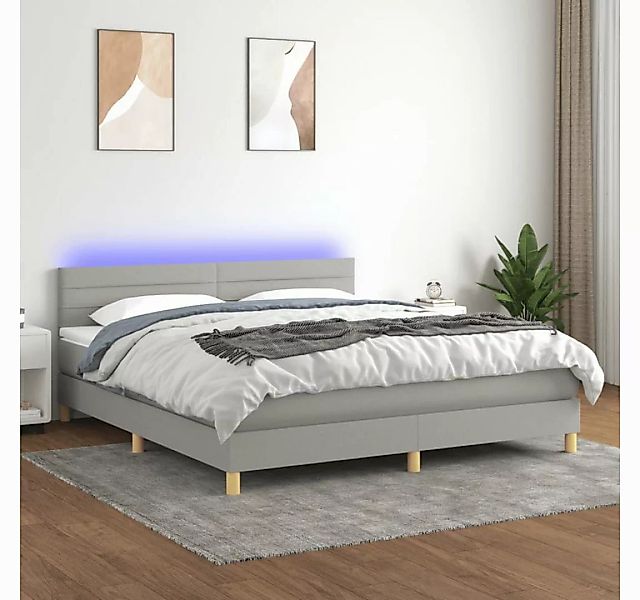 vidaXL Boxspringbett Boxspringbett mit Matratze LED Hellgrau 160x200 cm Sto günstig online kaufen