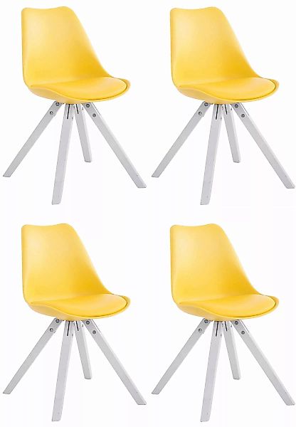 4er Set Stühle Toulouse Kunstleder Weiß Square Gelb günstig online kaufen