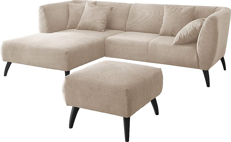 INOSIGN Ecksofa »Colori L-Form«, Holzfußfarbe wählbar, inkl. 4x Zierkissen günstig online kaufen