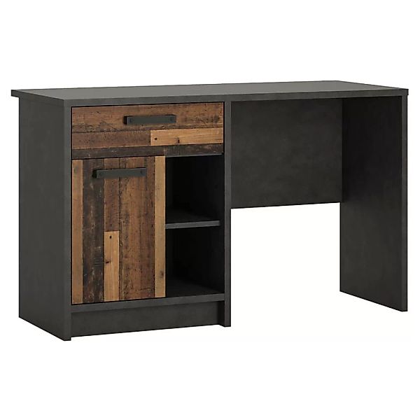 Schreibtisch im modernen Industrial Design NELSON-129 in grau mit Holz Nb., günstig online kaufen