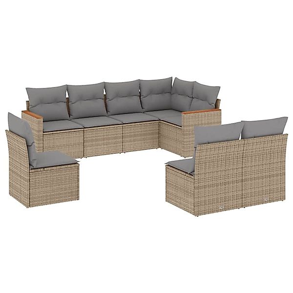 vidaXL 8-tlg Garten-Sofagarnitur mit Kissen Beige Poly Rattan Modell 109 günstig online kaufen