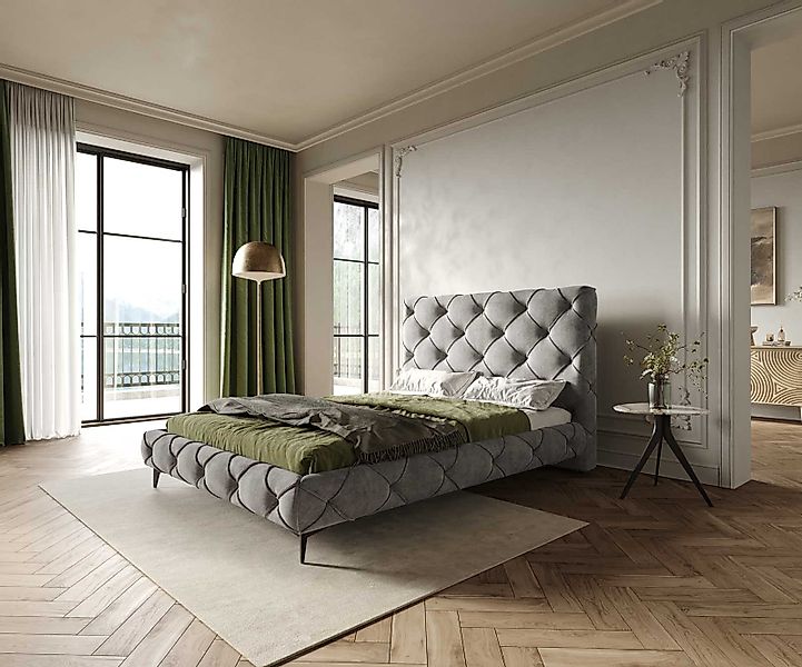 Polsterbettgestell Nayara 140x200 cm Mikrofaser Grau günstig online kaufen