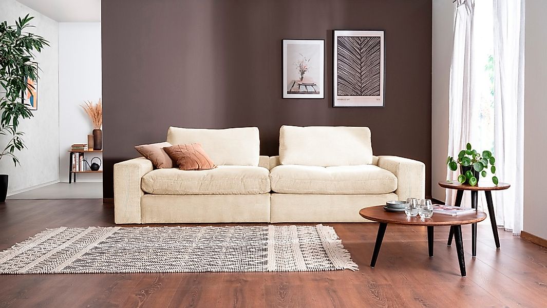 alina Big-Sofa »Sandy«, 266 cm breit und 123 cm tief, in modernem Cordstoff günstig online kaufen