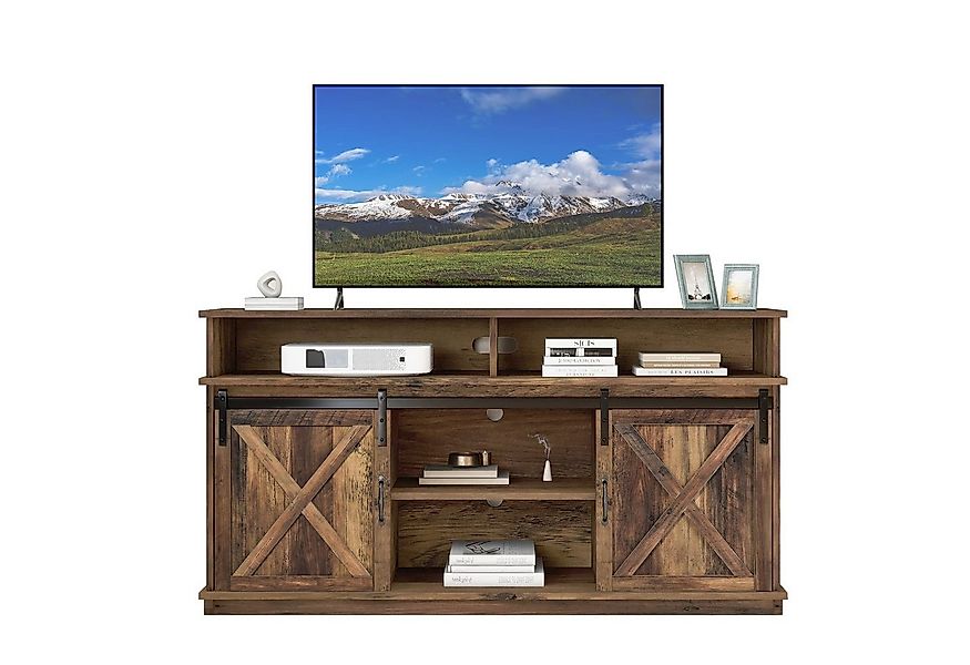 Merax Lowboard TV-Schrank, Fernsehtisch mit Schiebtüren, Sideboard im Landh günstig online kaufen