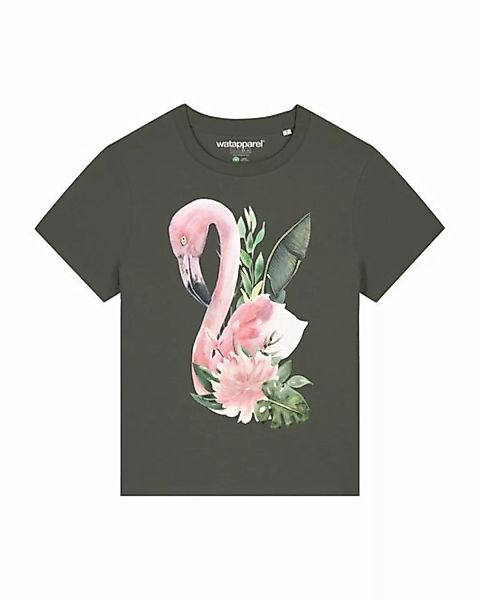 wat? Apparel Print-Shirt Flamingo mit Blumen (1-tlg) günstig online kaufen