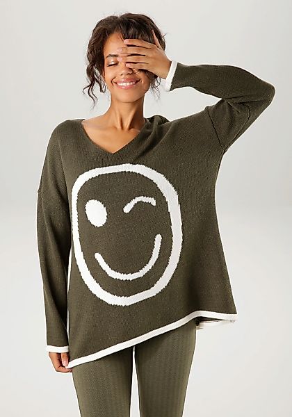 Aniston CASUAL Strickpullover, mit eingestricktem Smiley günstig online kaufen