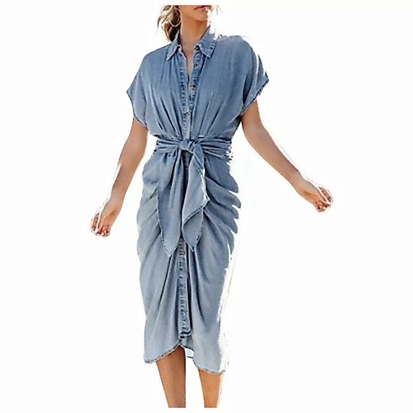 RUZU UG Dirndl Langer Röcke Sommerrock Hemdkleid schmales Kleid Schlitz Jea günstig online kaufen