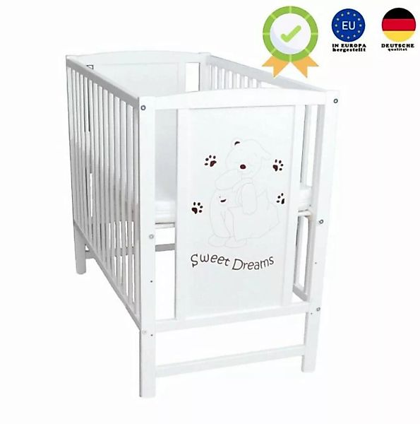 Dedstore-Baby Kinderbett Babybett 100x50cm Matratze weiß Komplett Set höhen günstig online kaufen