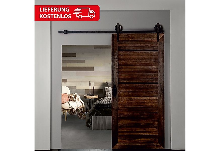 INDO Schiebetür Premium Holzschiebetür Scheunentor, 100x215 cm, leicht zu i günstig online kaufen