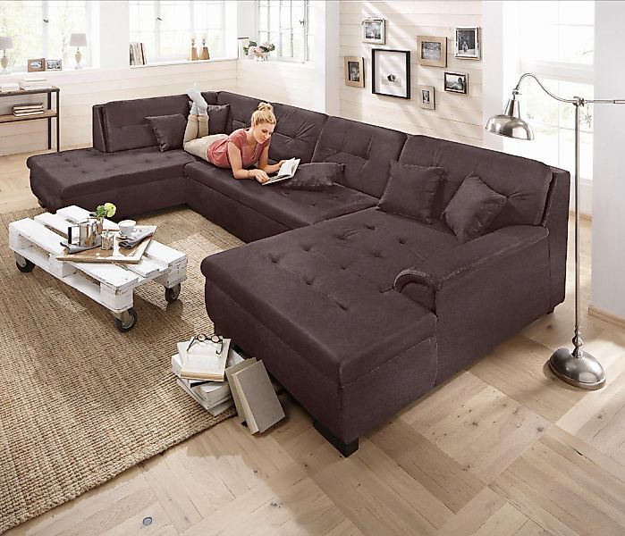 Home affaire Wohnlandschaft "Bergen zeitlos und elegant, U-Form", wahlweise günstig online kaufen