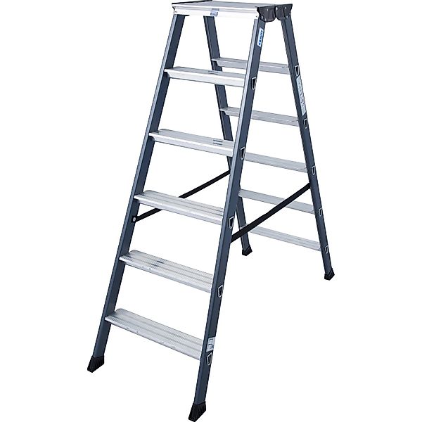 Krause Doppelleiter SePro D 2 x 6 Stufen 130 cm x 50 cm x 119 cm Eloxiert günstig online kaufen
