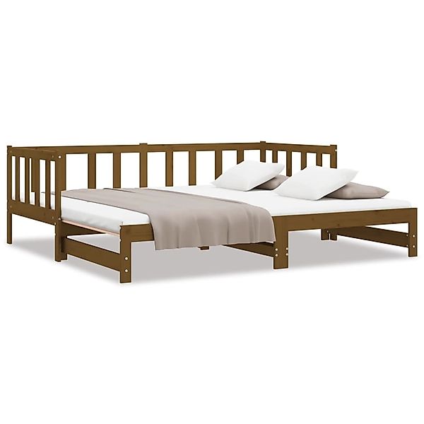 vidaXL Bett, Tagesbett Ausziehbar Honigbraun 2x(90x190) cm Massivholz Kiefe günstig online kaufen