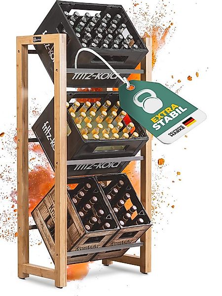 gutholz Standregal Getränkekistenregal aus Bambus & Edelstahl für 3 Kisten günstig online kaufen