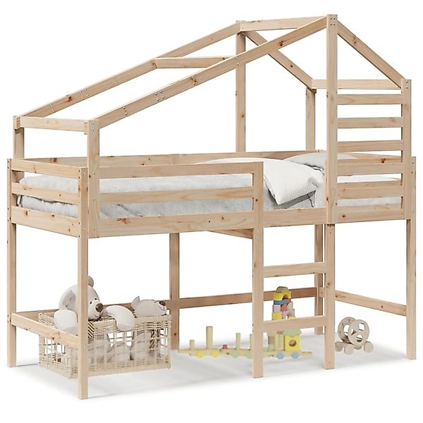 vidaXL Hochbett mit Leiter und Dach 80x200 cm Massivholz Kiefer 3281986 günstig online kaufen