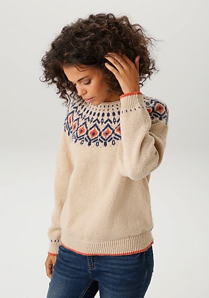 Aniston CASUAL Strickpullover mit farbharmonischen Norweger-Muster - NEUE K günstig online kaufen