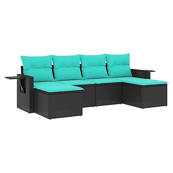 vidaXL 6-Tlg Gartensofa-Set mit Kissen Schwarz Polyrattan 3220516 günstig online kaufen