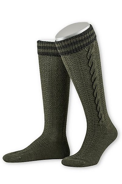 Lusana Trachtensocken Trachten Kniestrümpfe - L8995R - dunkelgrau/jägergrün günstig online kaufen