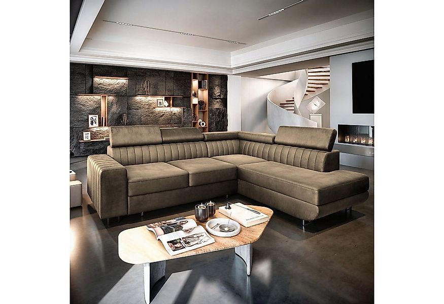 Masseno Ecksofa NOLA mit Schlaffunktion L-Form, Sofa mit Bettkasten günstig online kaufen