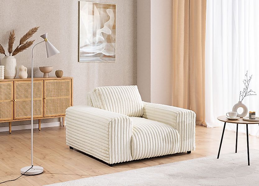 S-Style Möbel Sessel Mollis aus Plüschcord günstig online kaufen