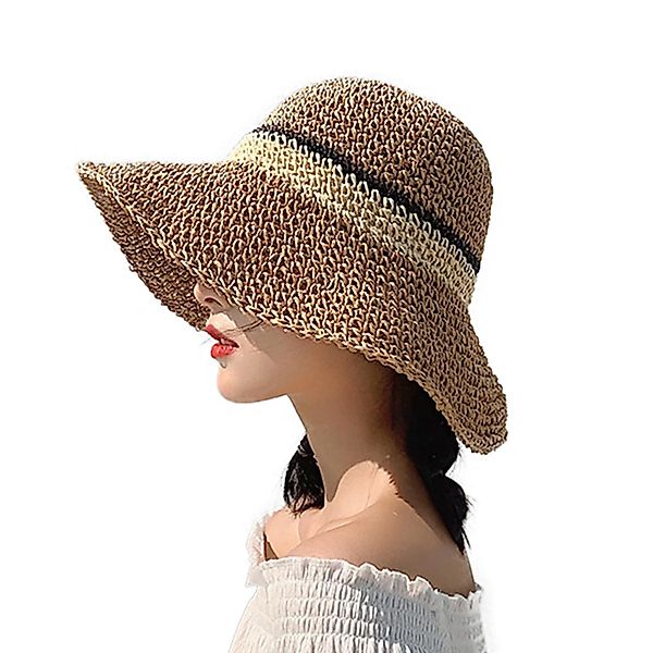 Coonoor Strohhut Damen-Sommer-Sonnenhut, faltbarer Outdoor-Strohhut Strandh günstig online kaufen