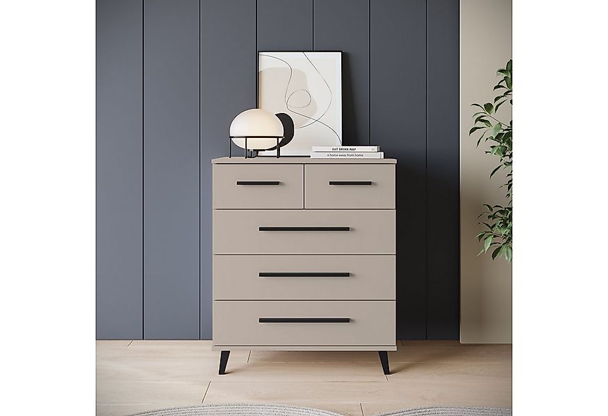 OTTO home Sideboard Lagos, Kommode, 5 Schubladen, schwarze Griffe & Füße (W günstig online kaufen